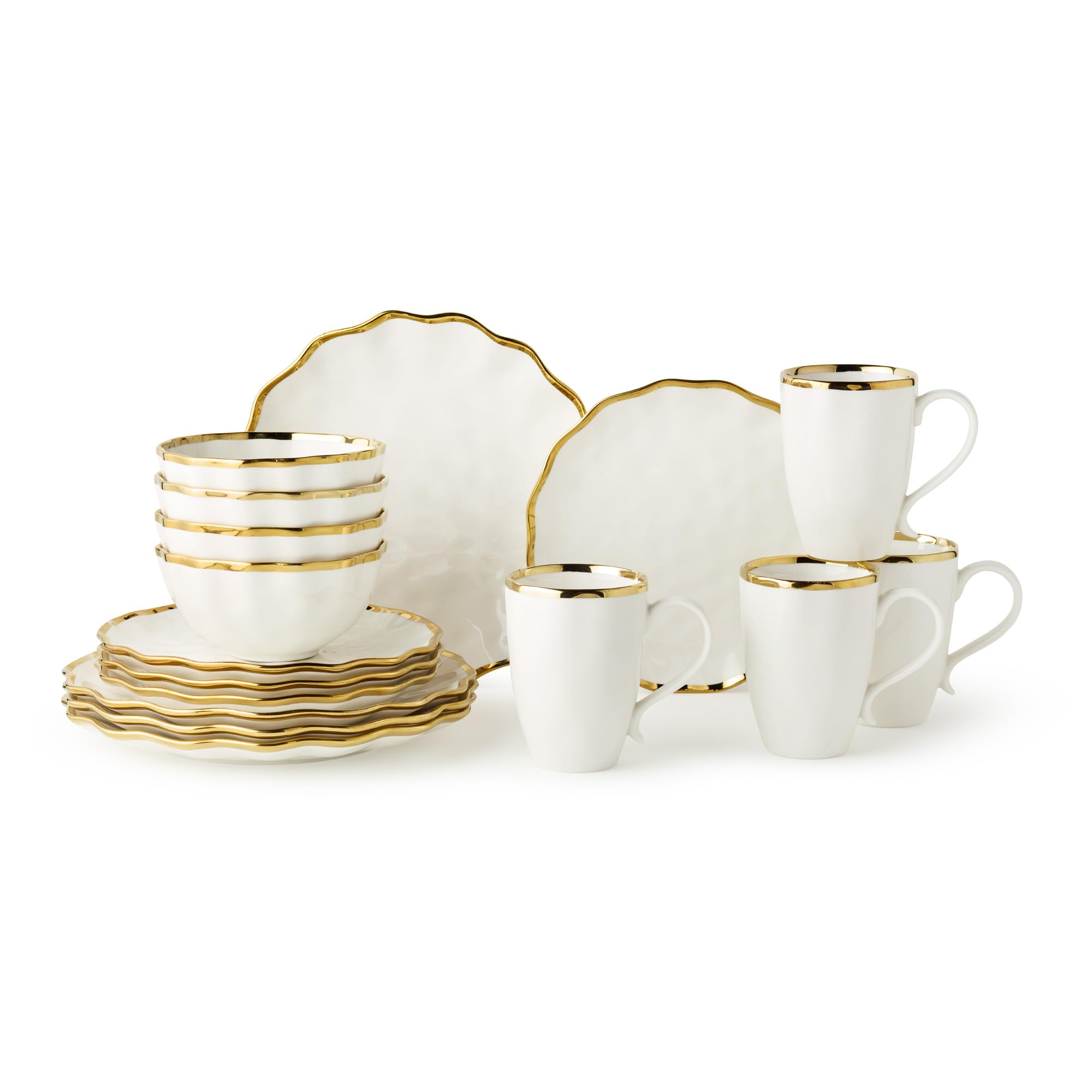 Regency Gold 16-Piece Dinnerware Set – Elegant Gold Rimmed